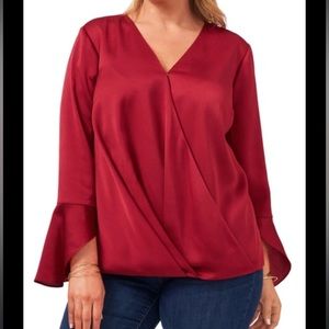 Vince Camuto Burgundy V-Neck Blouse